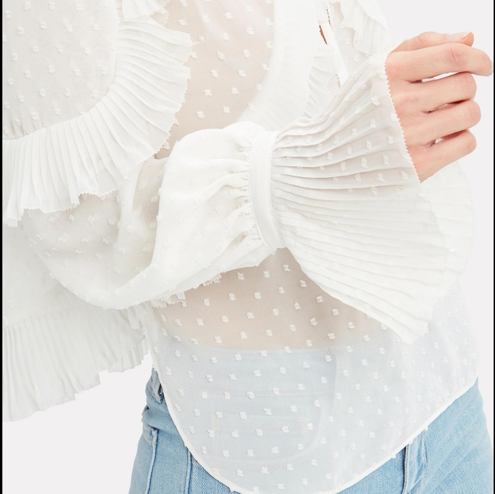 Self Portrait Plumetis Ivory Blouse - Picture 3 of 8